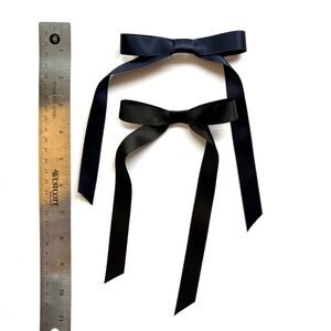 Classic Black and Navy Satin Ribbon Hair Bows, NEW